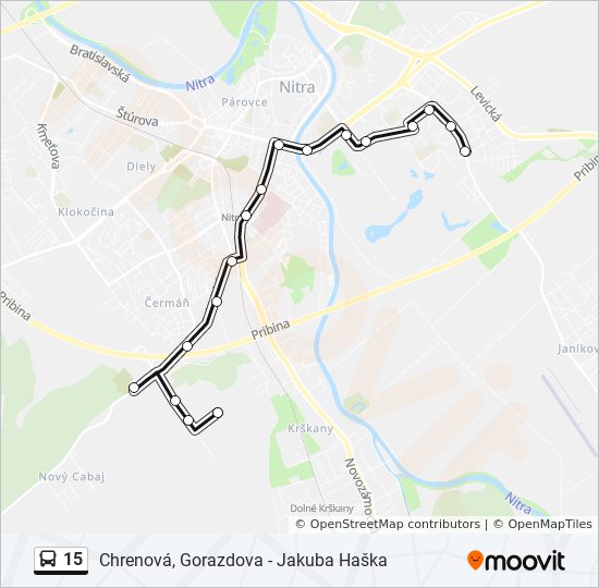 15 autobus Mapa linky