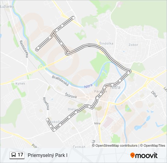 17 autobus Mapa linky