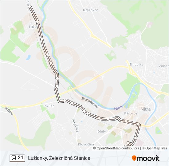 21 autobus Mapa linky