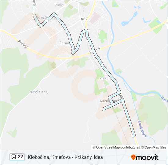 22 autobus Mapa linky