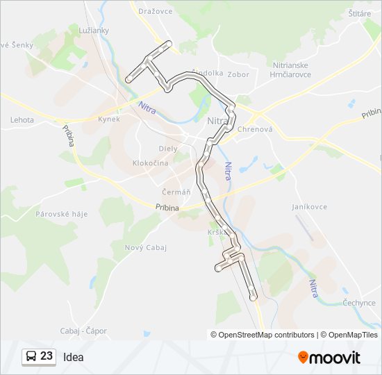 23 autobus Mapa linky