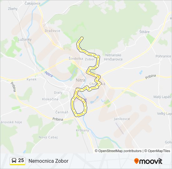 25 autobus Mapa linky