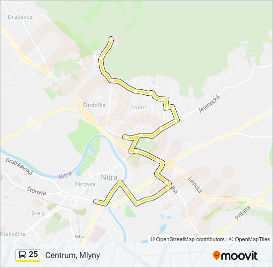 25 autobus Mapa linky