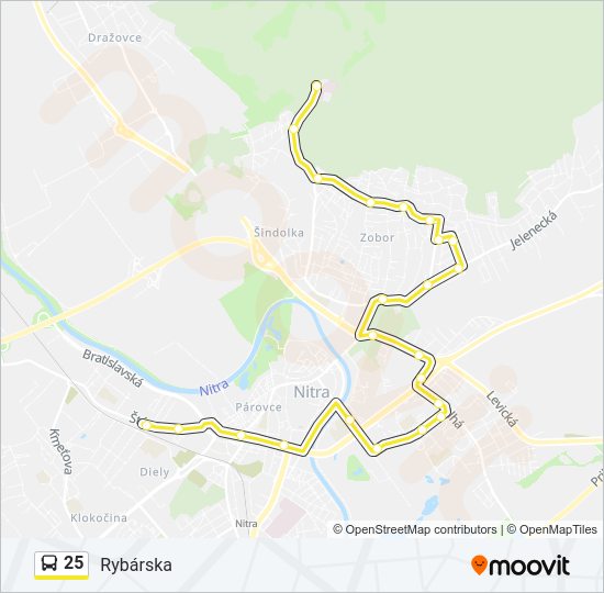 25 autobus Mapa linky