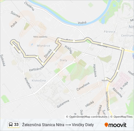 33 autobus Mapa linky