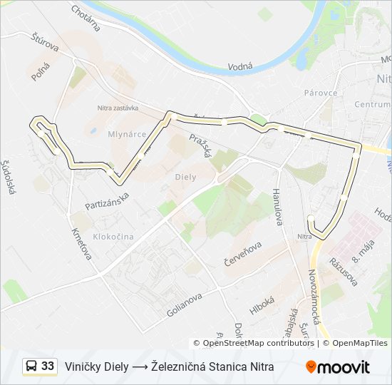 33 autobus Mapa linky