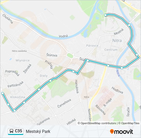 C35 autobus Mapa linky