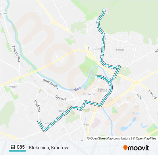 C35 autobus Mapa linky