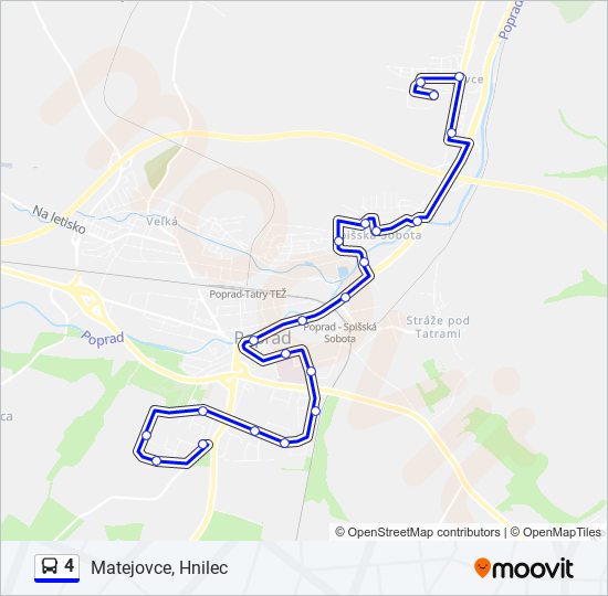 4 autobus Mapa linky