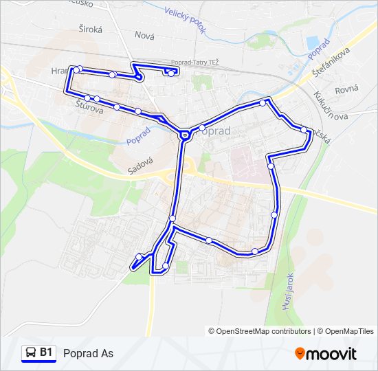 B1 autobus Mapa linky