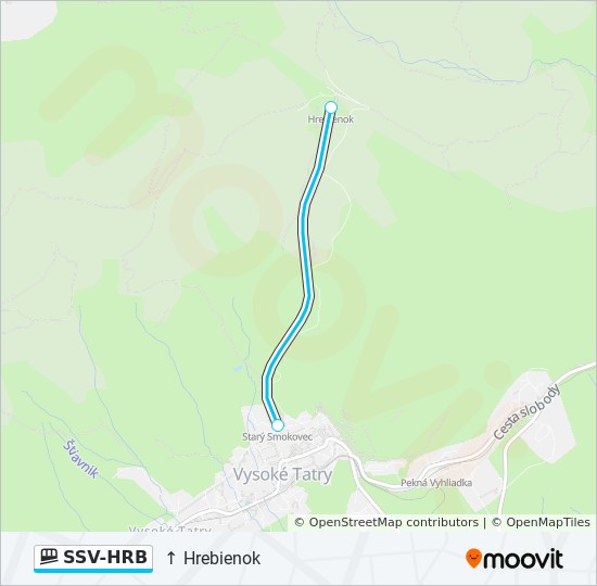 SSV-HRB lanová dráha Mapa linky