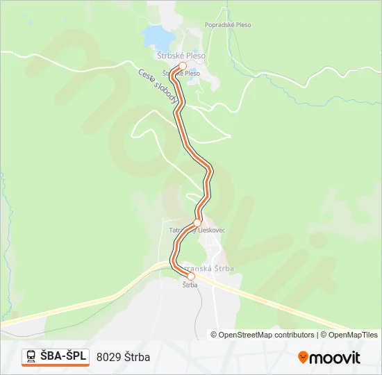 ŠBA-ŠPL Train Line Map