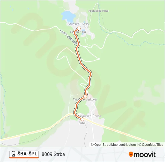 ŠBA-ŠPL Train Line Map