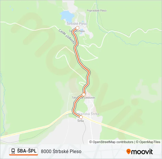 ŠBA-ŠPL Train Line Map