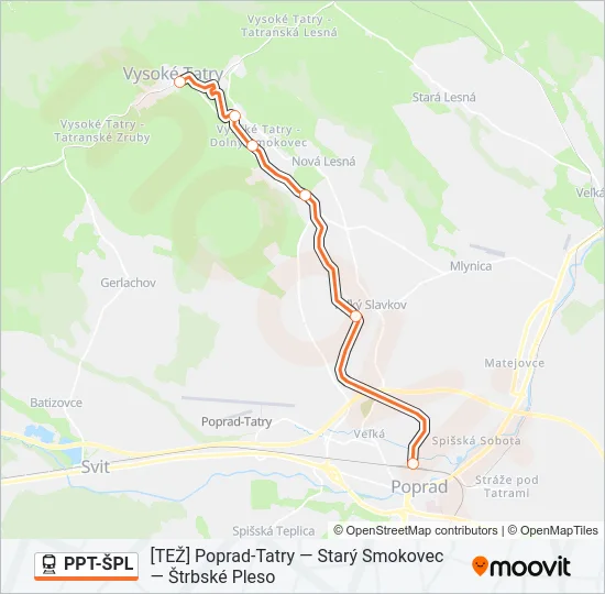 PPT-ŠPL Train Line Map