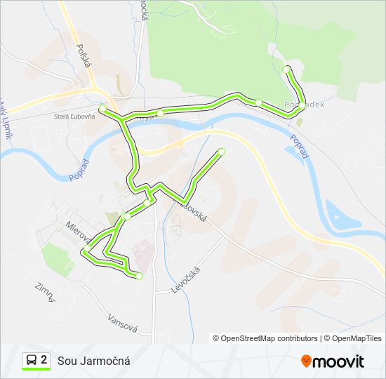 2 autobus Mapa linky