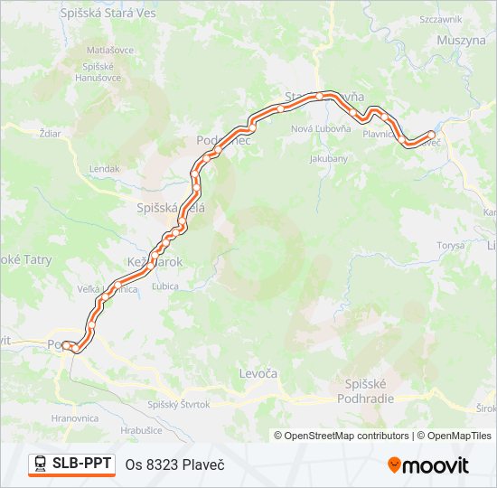 SLB-PPT vlak Mapa linky