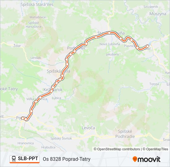 SLB-PPT vlak Mapa linky