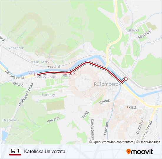 1 autobus Mapa linky