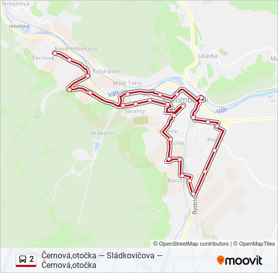 2 autobus Mapa linky