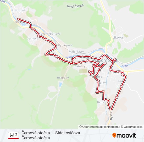 2 autobus Mapa linky