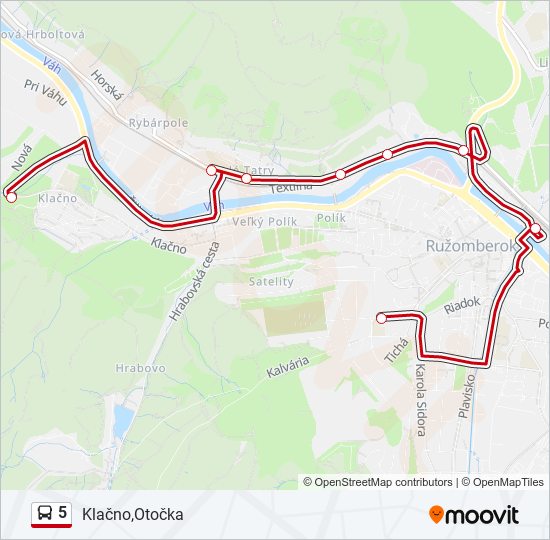 5 autobus Mapa linky