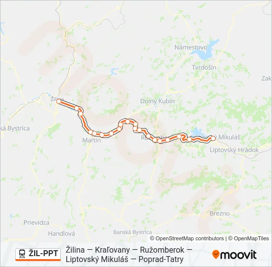 ŽIL-PPT Train Line Map