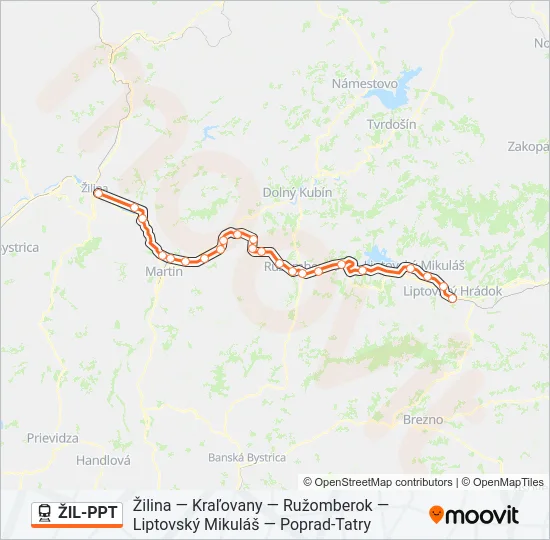 ŽIL-PPT Train Line Map