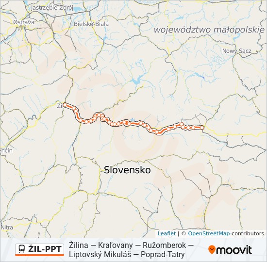 ŽIL-PPT train Line Map