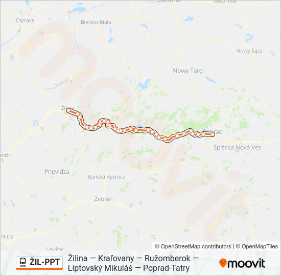 ŽIL-PPT Train Line Map
