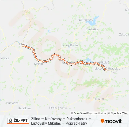 ŽIL-PPT Train Line Map