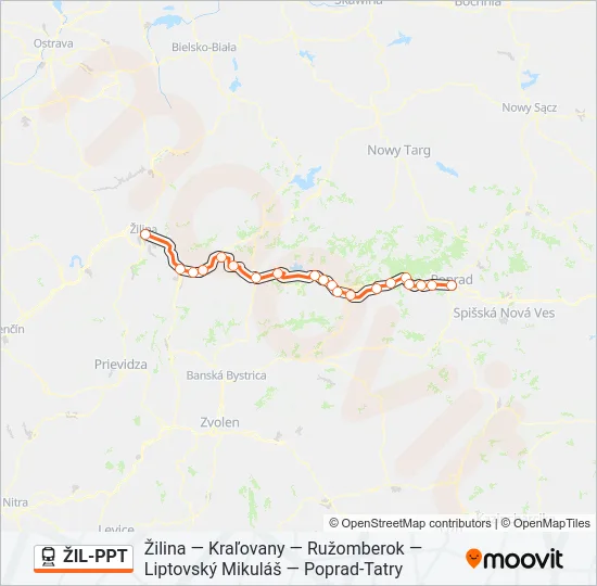 ŽIL-PPT Train Line Map