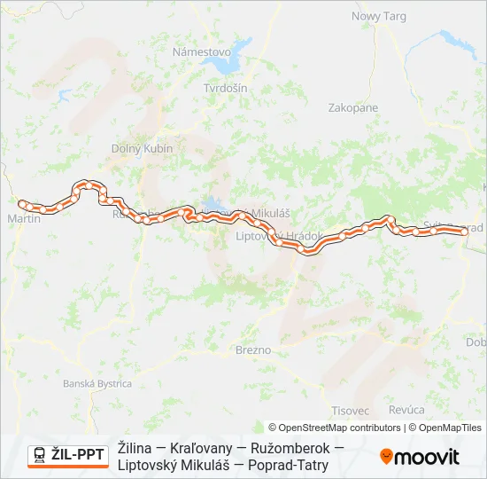 ŽIL-PPT Train Line Map