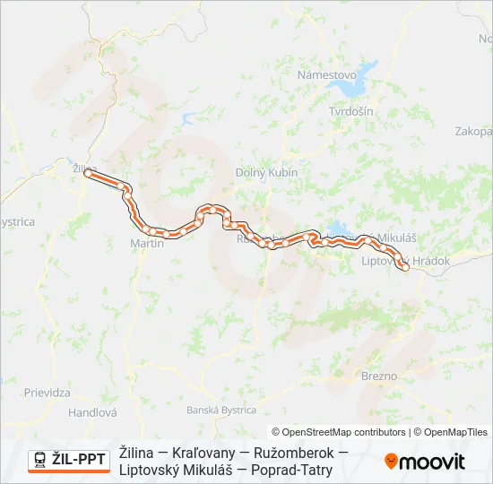 ŽIL-PPT Train Line Map