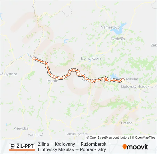 ŽIL-PPT Train Line Map