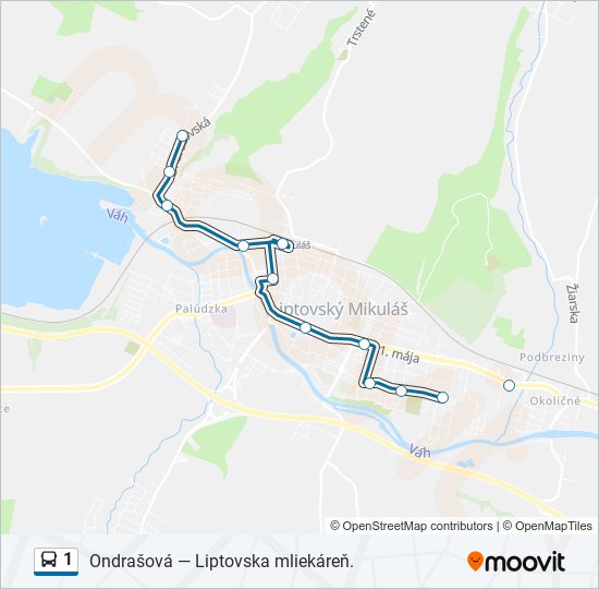 1 autobus Mapa linky