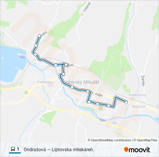 1 autobus Mapa linky