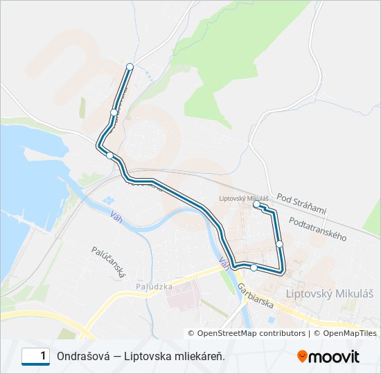 1 autobus Mapa linky