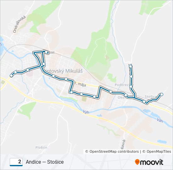 2 autobus Mapa linky