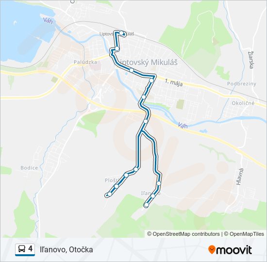 4 autobus Mapa linky