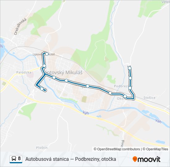 8 autobus Mapa linky