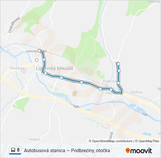 8 autobus Mapa linky