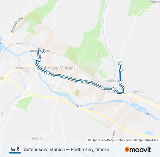 8 autobus Mapa linky