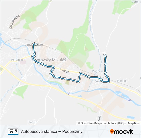 9 autobus Mapa linky