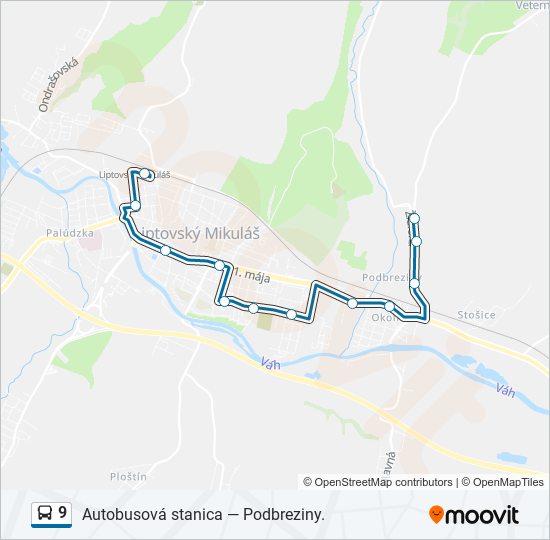 9 autobus Mapa linky