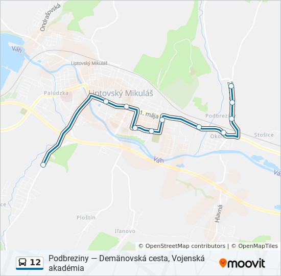 12 autobus Mapa linky