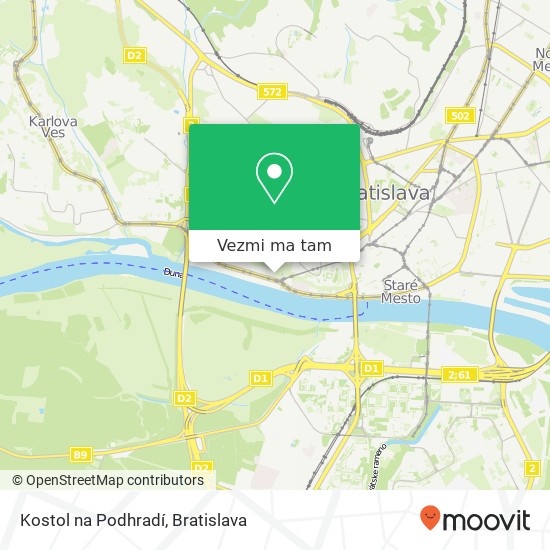 Kostol na Podhradí mapa