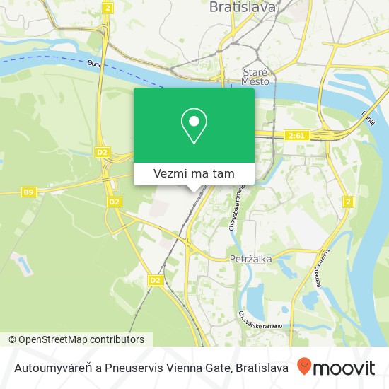 Autoumyváreň a Pneuservis Vienna Gate mapa