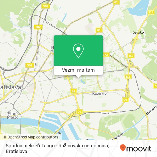 Spodná bielizeň Tango - Ružinovská nemocnica mapa