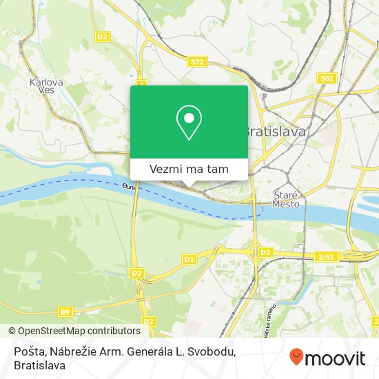 Pošta, Nábrežie Arm. Generála L. Svobodu mapa